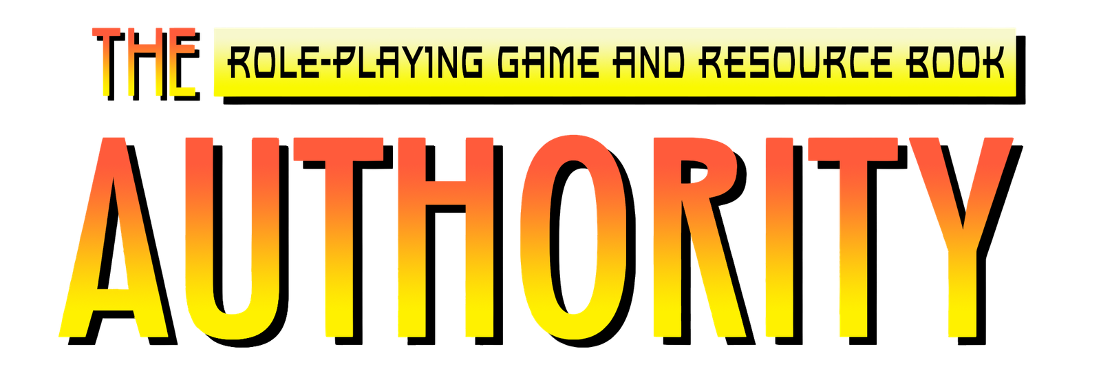 The Authority Role-Playing Game and Resource Book logo with orange and yellow ombre text.